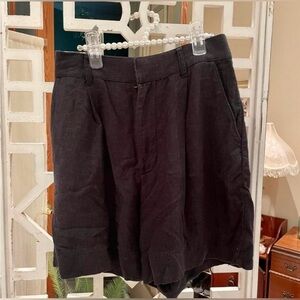 Abercrombie & Fitch Black High-Waist linen Tailored Shorts